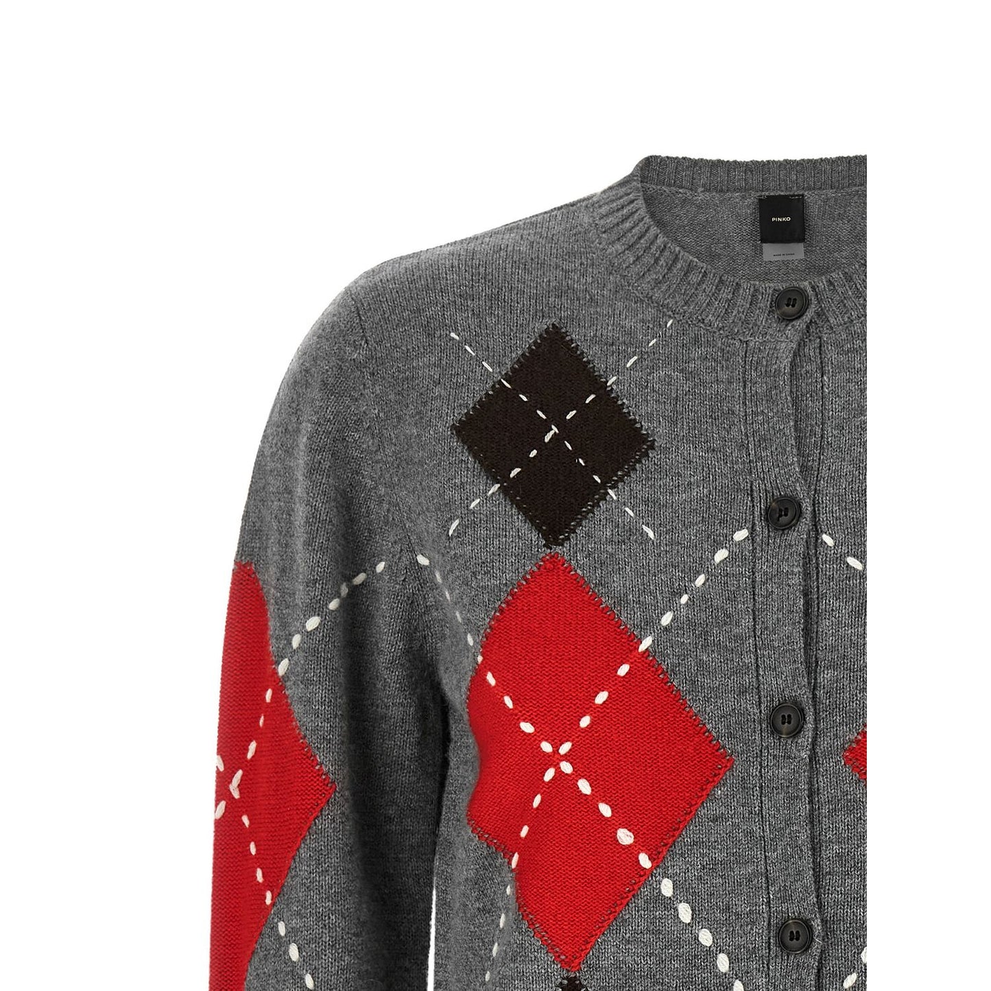 PINKO Gray Wool Cardigan