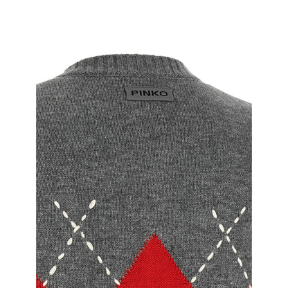 PINKO Gray Wool Cardigan