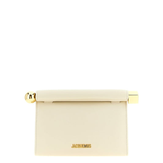 Jacquemus White Lamb Leather Clutch Bag
