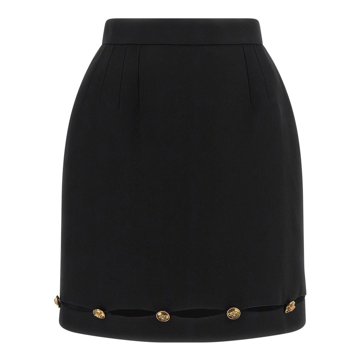 Versace Black Virgin Wool Long Skirt