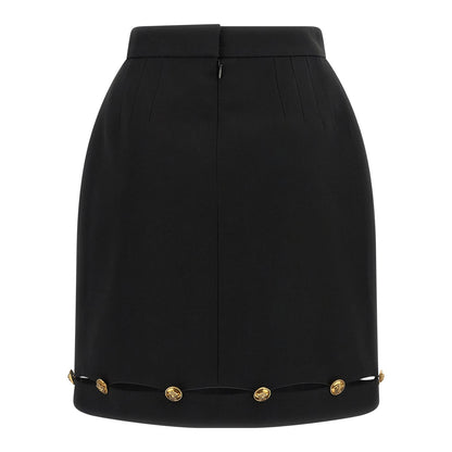 Versace Black Virgin Wool Long Skirt