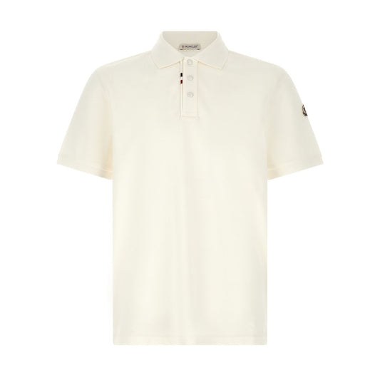 Moncler White Cotton Polo Shirt