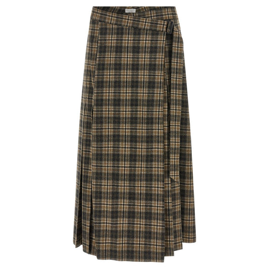 Brunello Cucinelli Brown Virgin Wool Mini Skirt