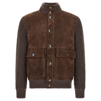 Brunello Cucinelli Brown Lamb Leather Leather Jacket