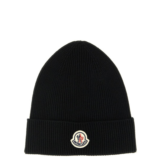Moncler Black Virgin Wool Beanie