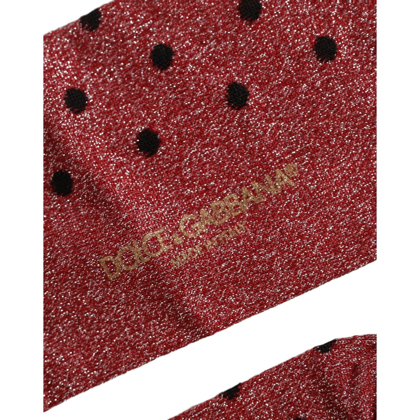 Dolce & Gabbana Maroon Polka Dot Over The Calf Accessory Socks