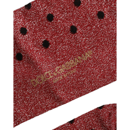 Dolce & Gabbana Maroon Polka Dot Over The Calf Accessory Socks