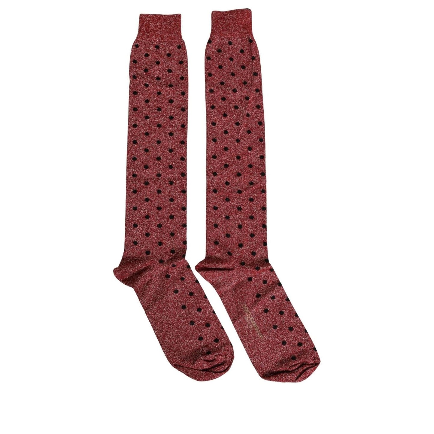 Dolce & Gabbana Maroon Polka Dot Over The Calf Accessory Socks