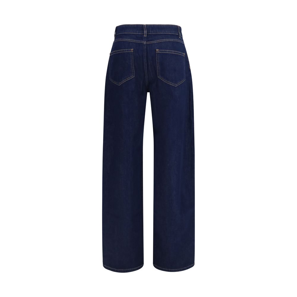 Max Mara Blue Cotton Relaxed Fit Jeans