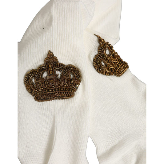 Dolce & Gabbana White Crown Embroidery Knee High Accessory Socks