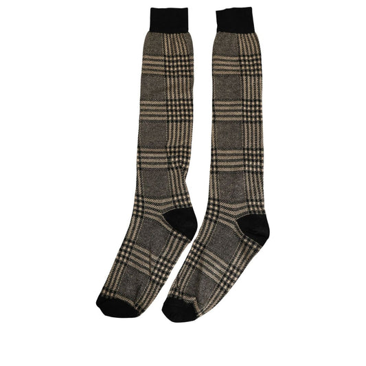 Dolce & Gabbana Multicolor Plaid Viscose Knee High Accessory Socks