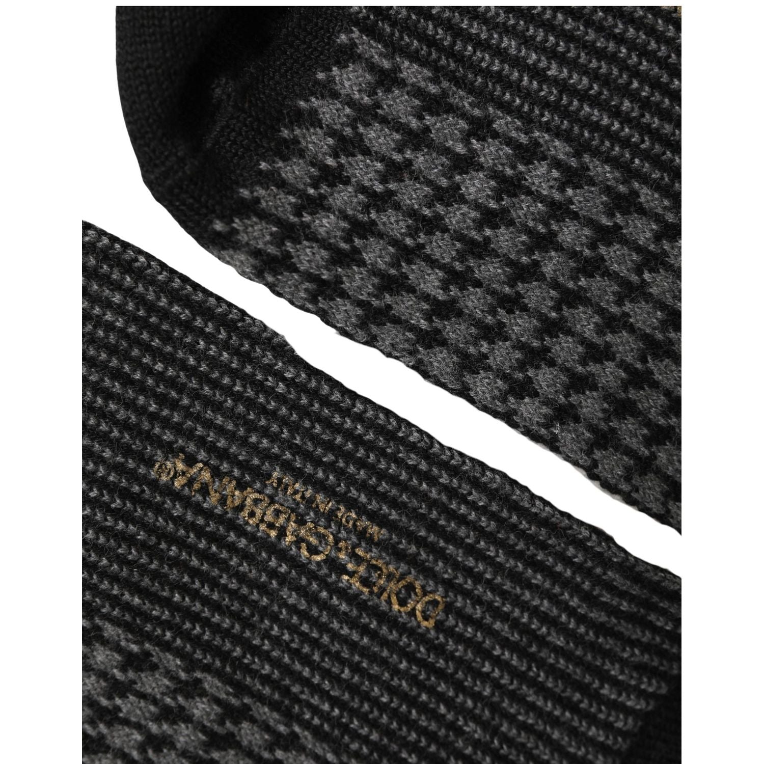 Dolce & Gabbana Black Wool Houndstooth Over Calf Accessory Socks