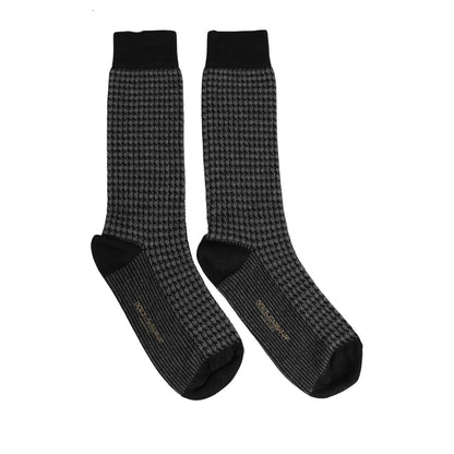 Dolce & Gabbana Black Wool Houndstooth Over Calf Accessory Socks