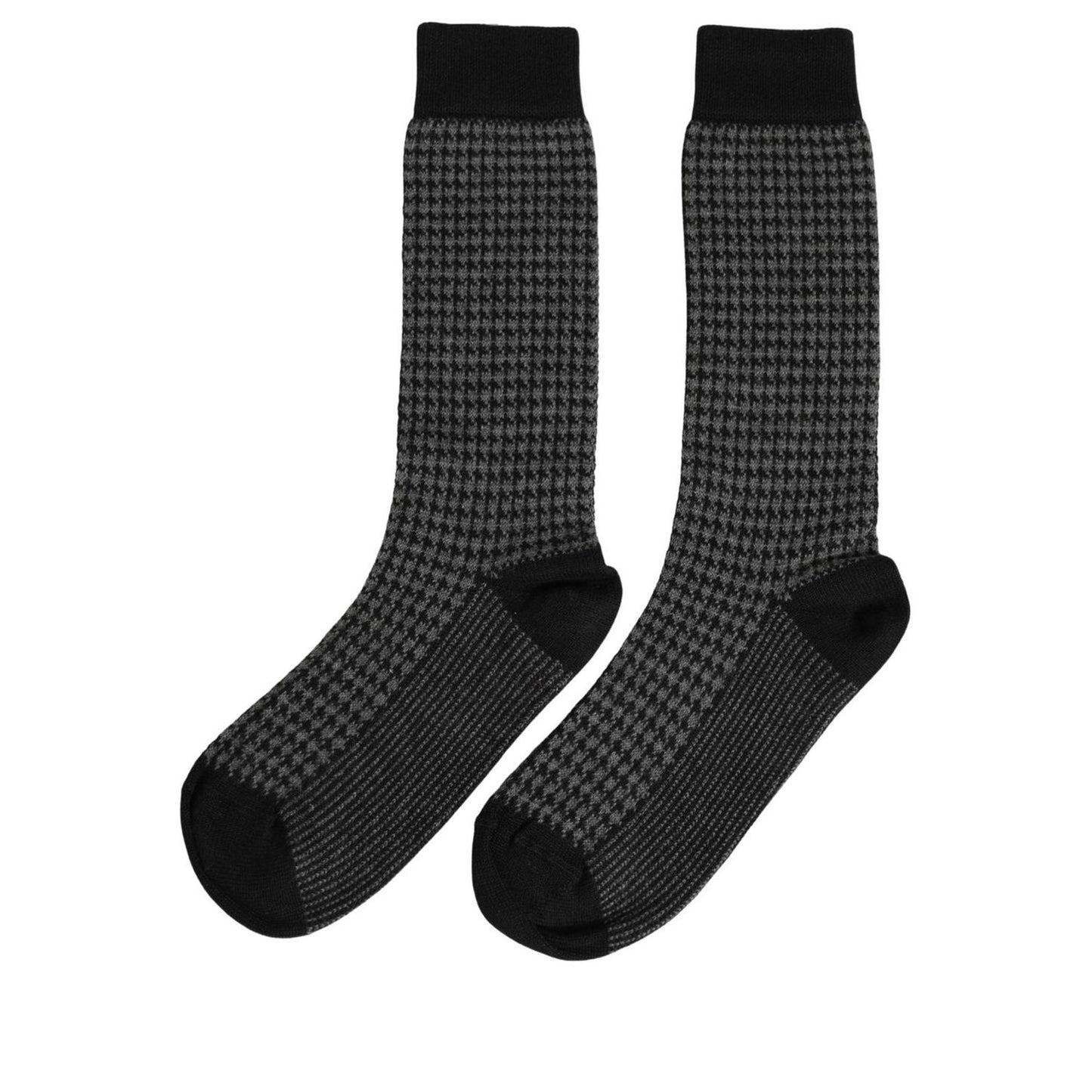 Dolce & Gabbana Black Wool Houndstooth Over Calf Accessory Socks
