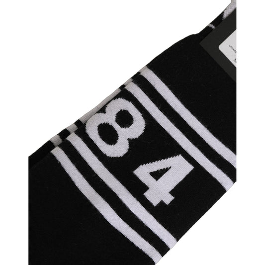 Dolce & Gabbana Black White Logo Stripes Mid Calf Accessory Socks