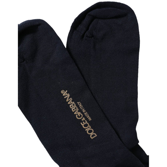 Dolce & Gabbana Men Dark Blue Viscose Over The Calf Accessory Socks