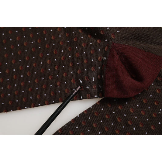 Dolce & Gabbana Maroon Dotted Wool Over The Calf Accessory Socks