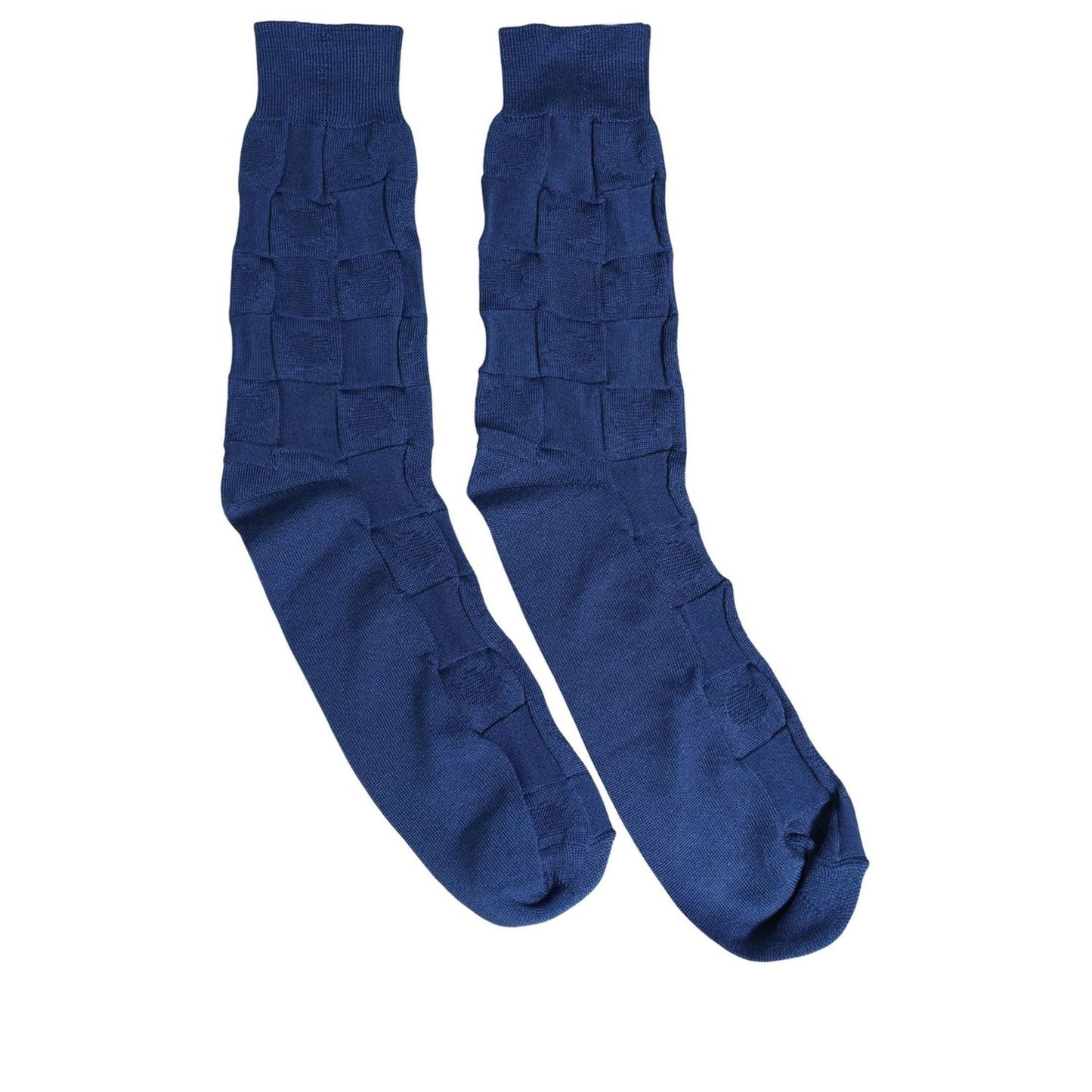 Dolce & Gabbana Royal Blue Checkered Silk Mid Calf Accessory Socks