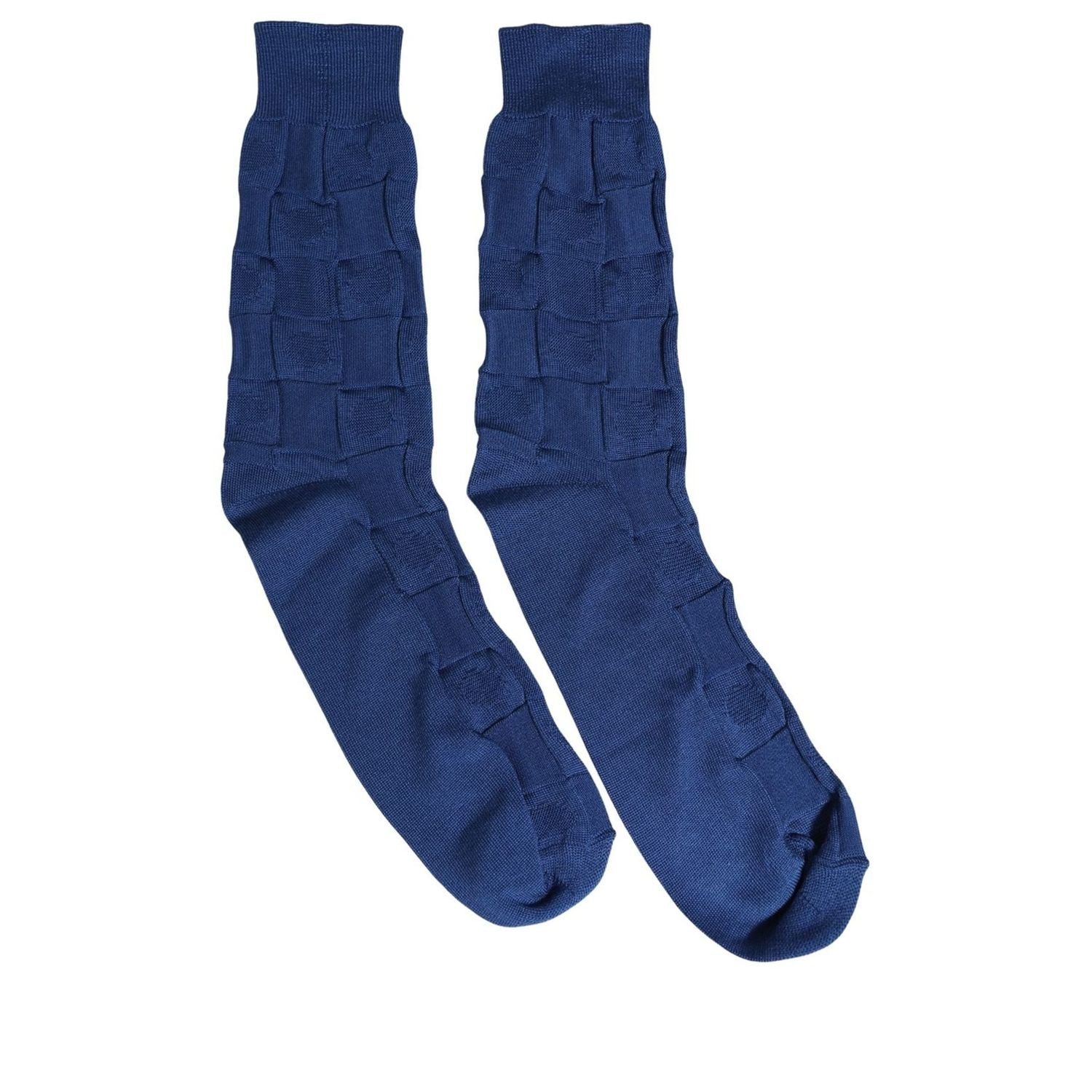 Dolce & Gabbana Royal Blue Checkered Silk Mid Calf Accessory Socks