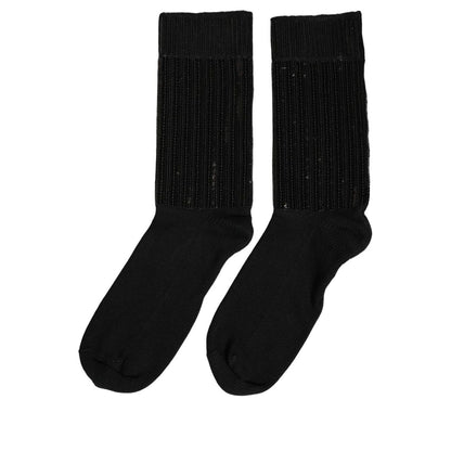 Dolce & Gabbana Black Sequin Cotton Knit Mid Calf Accessory Socks