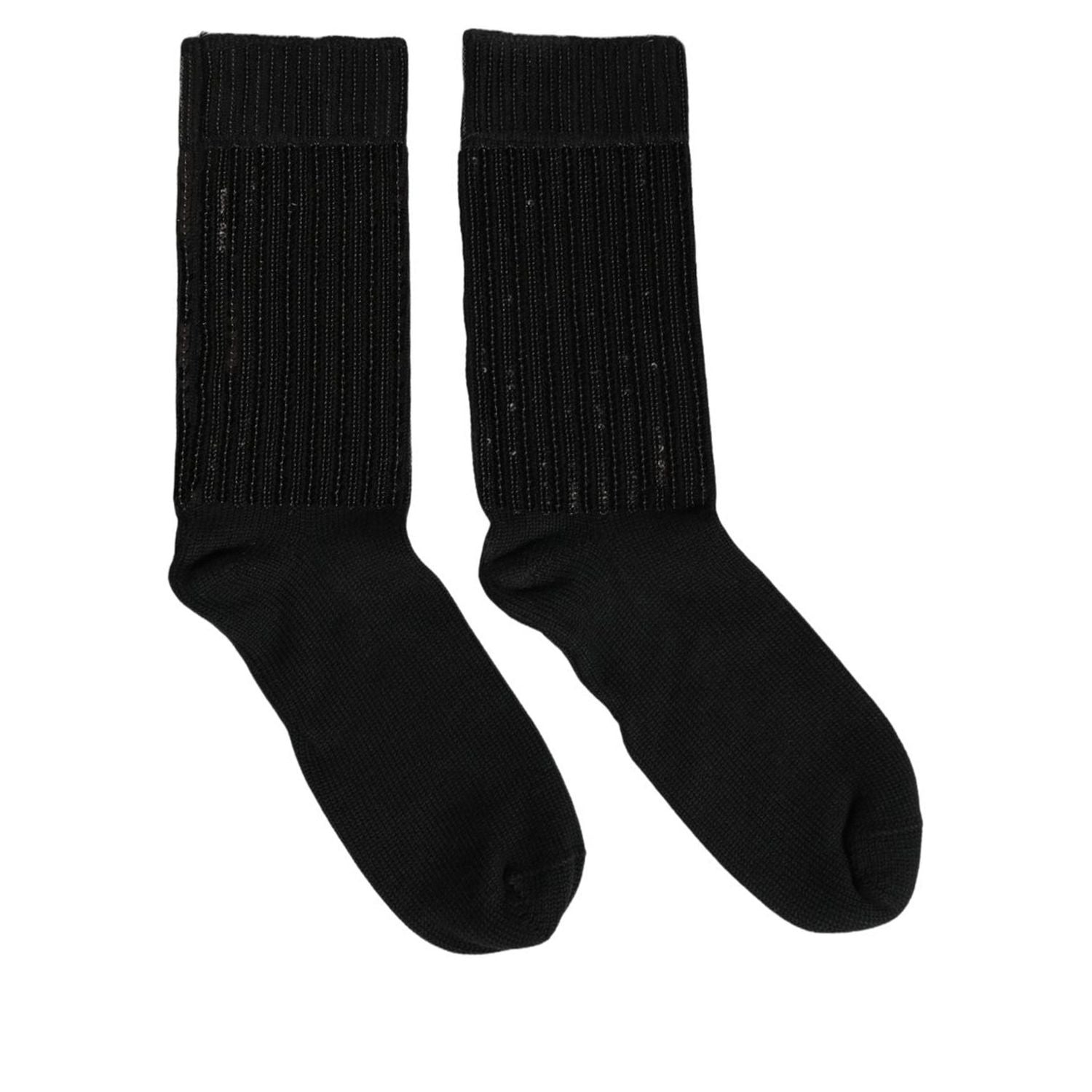 Dolce & Gabbana Black Sequin Cotton Knit Mid Calf Accessory Socks