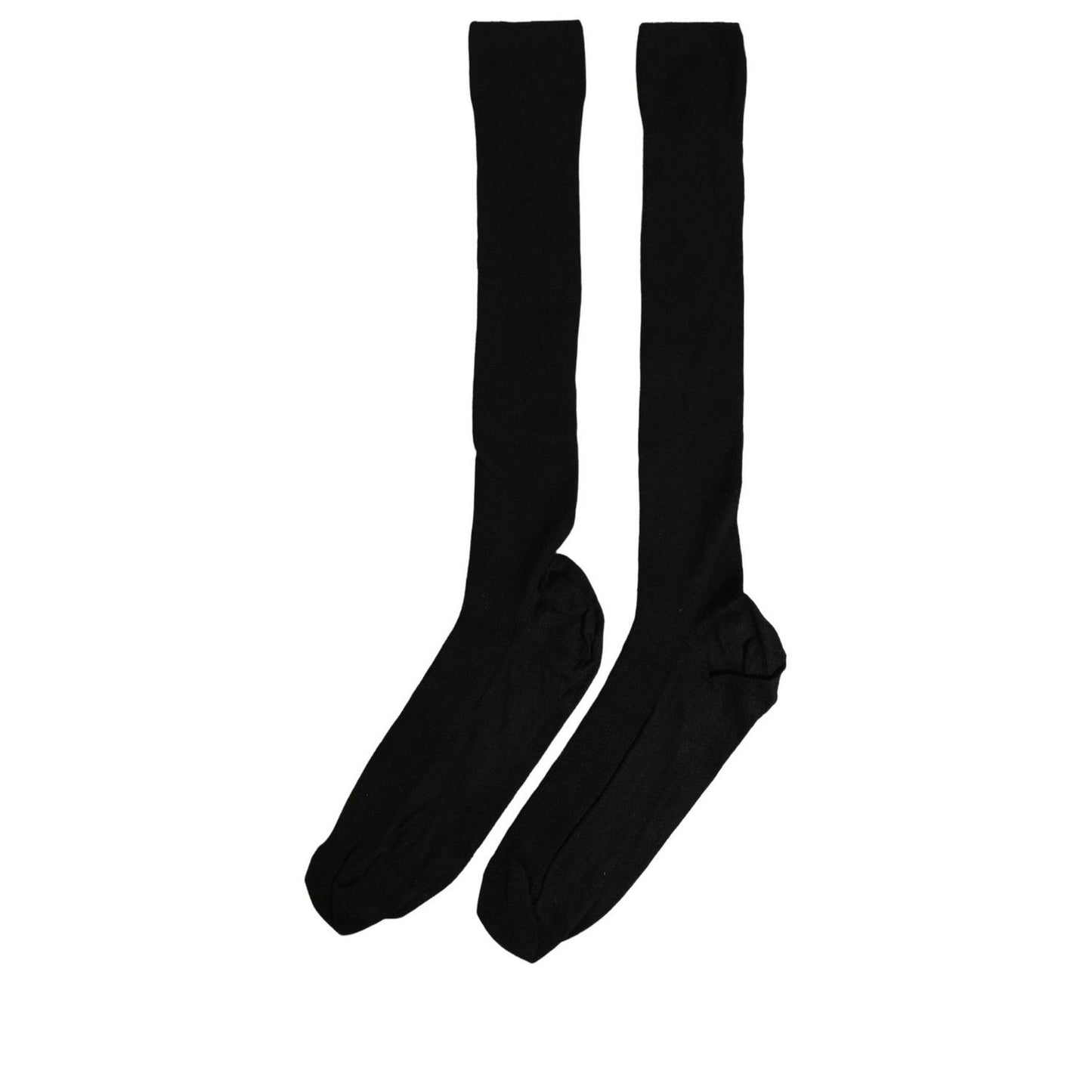 Dolce & Gabbana Men Black Viscose Logo Knee High Accessory Socks