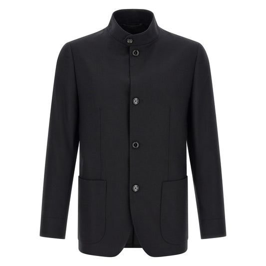 Lardini Black Virgin Wool Blazer