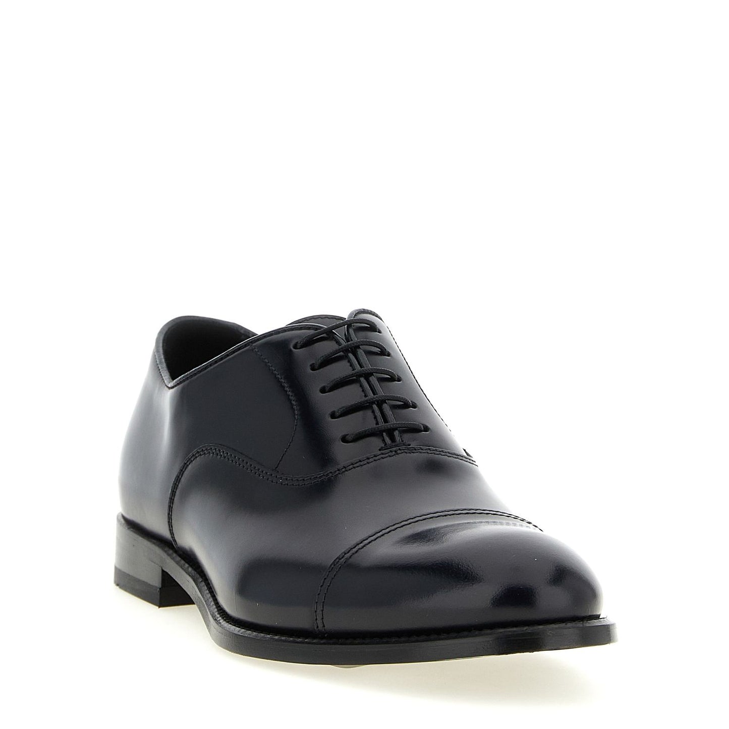 Doucal's Black Lamb Leather Oxfords And Derbies
