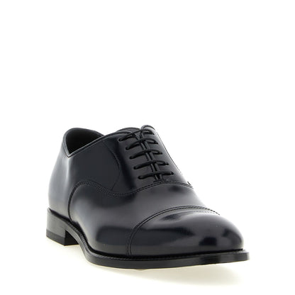 Doucal's Black Lamb Leather Oxfords And Derbies