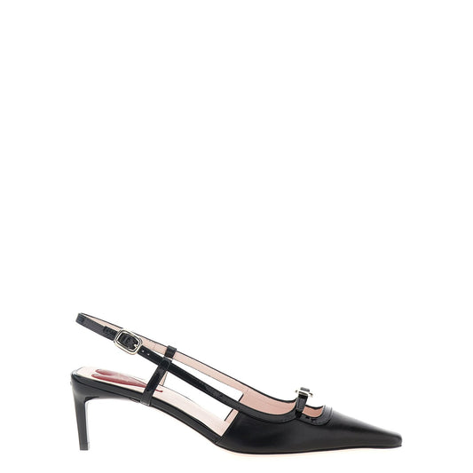 Roger Vivier Black Calfskin Mid Heel Pumps