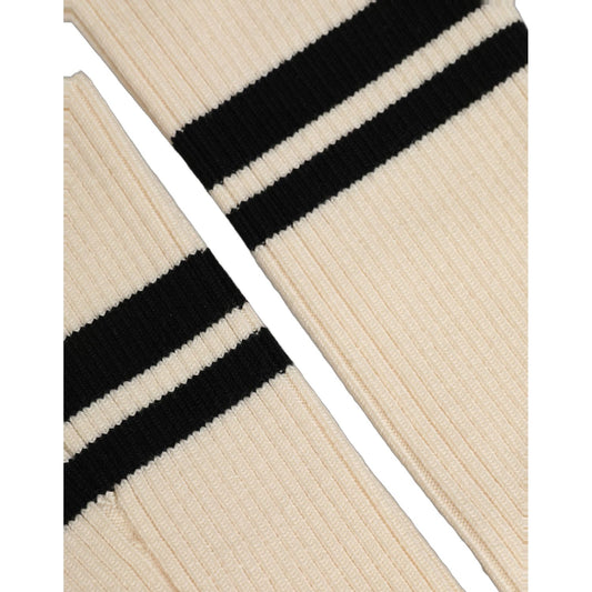 Dolce & Gabbana Cream Wool Thigh High Leg Warmer Accessory Socks