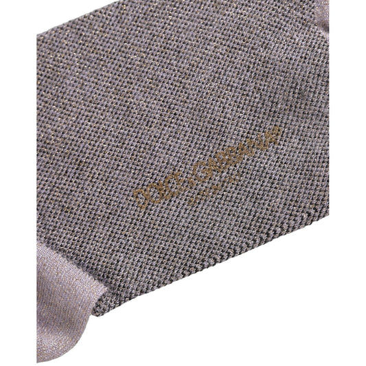 Dolce & Gabbana Charcoal Grey Logo Mid Calf Women Accessory Socks