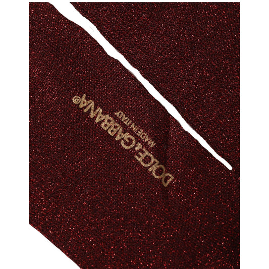 Dolce & Gabbana Maroon Viscose DG Logo Mid Calf Accessory Socks