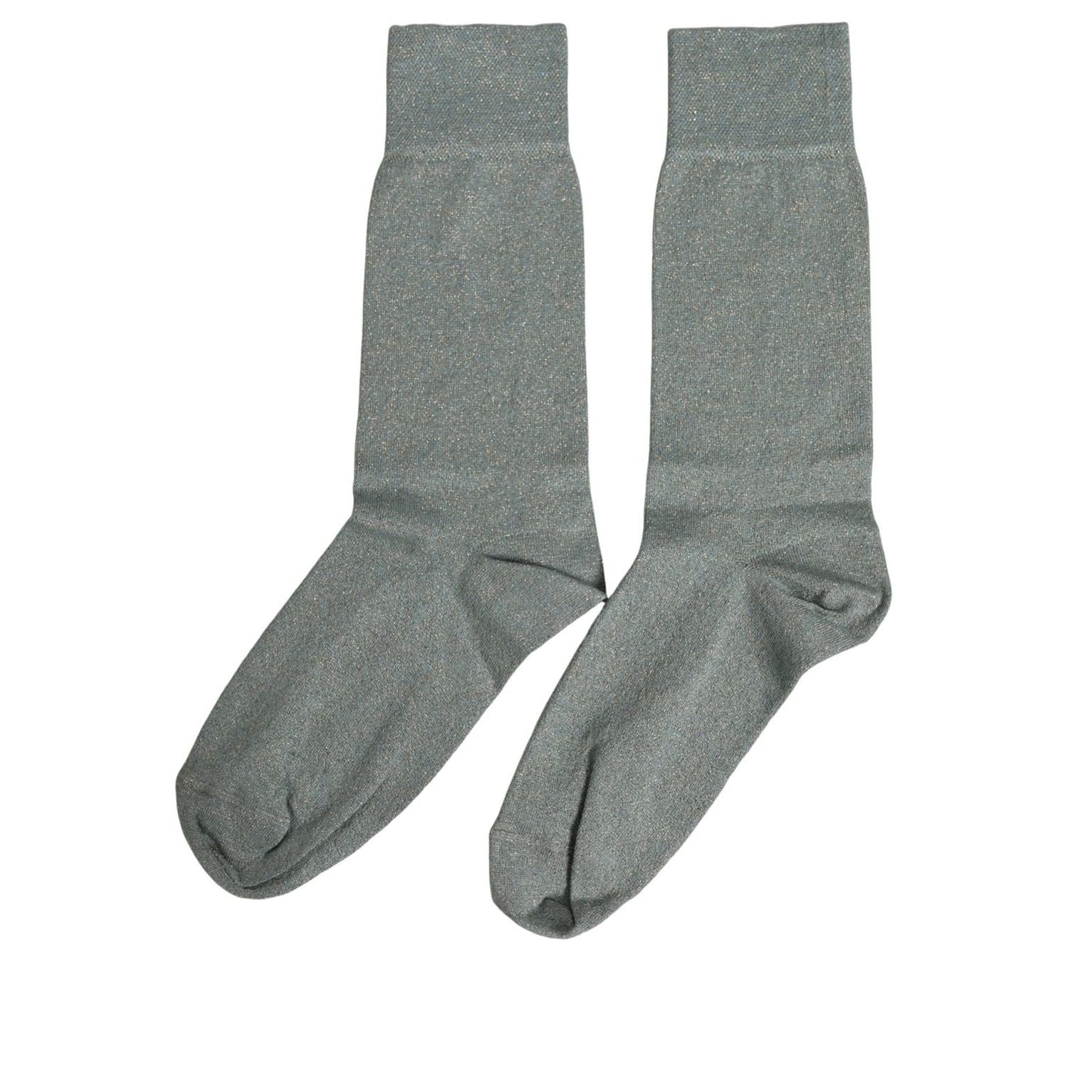 Dolce & Gabbana Gray Viscose Logo Mid Calf Accessory Socks