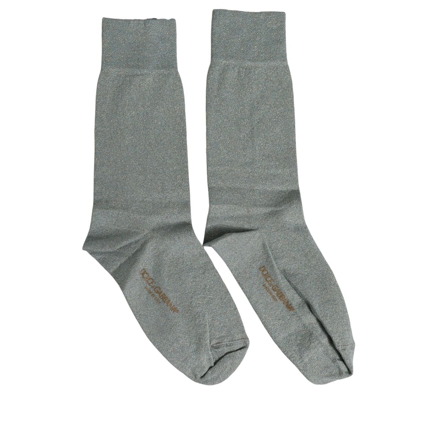Dolce & Gabbana Gray Viscose Logo Mid Calf Accessory Socks