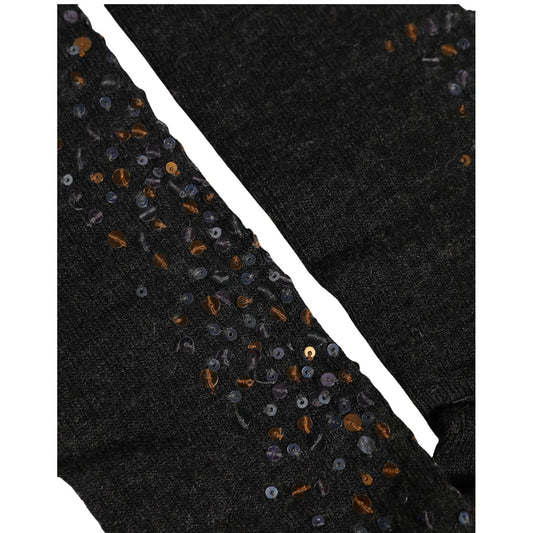 Dolce & Gabbana Dark Gray Sequined Wool Knee High Accessory Socks