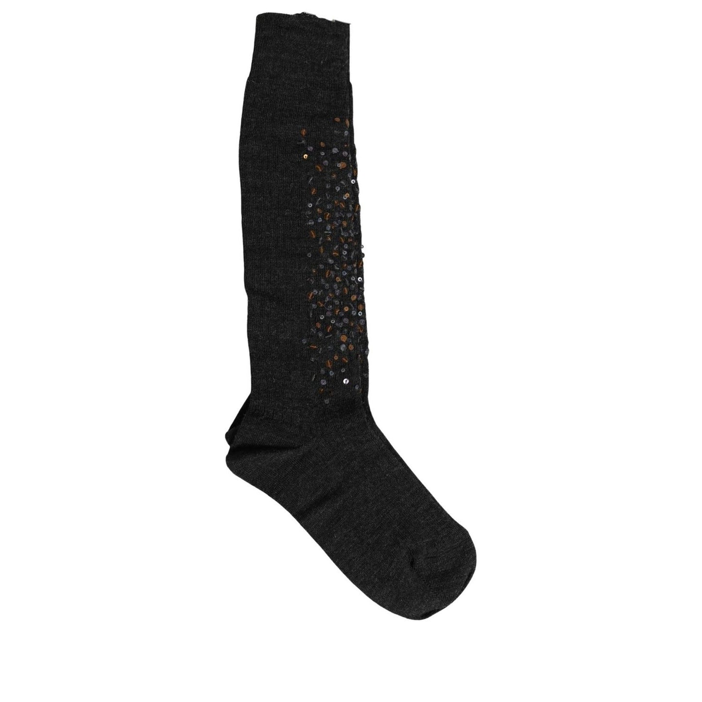 Dolce & Gabbana Dark Gray Sequined Wool Knee High Accessory Socks