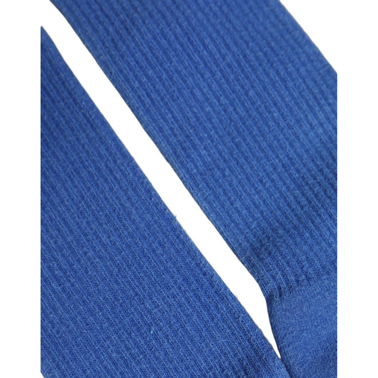 Dolce & Gabbana Blue Cotton Ribbed Mid Calf Women Accessory Socks