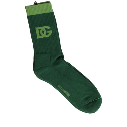 Dolce & Gabbana Green DG Logo Nylon Mid Calf Accessory Socks
