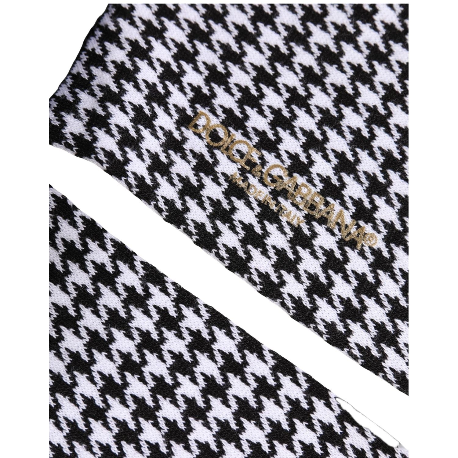 Dolce & Gabbana Black White Houndstooth Mid Calf Accessory Socks
