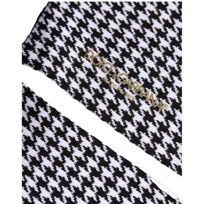 Dolce & Gabbana Black White Houndstooth Mid Calf Accessory Socks