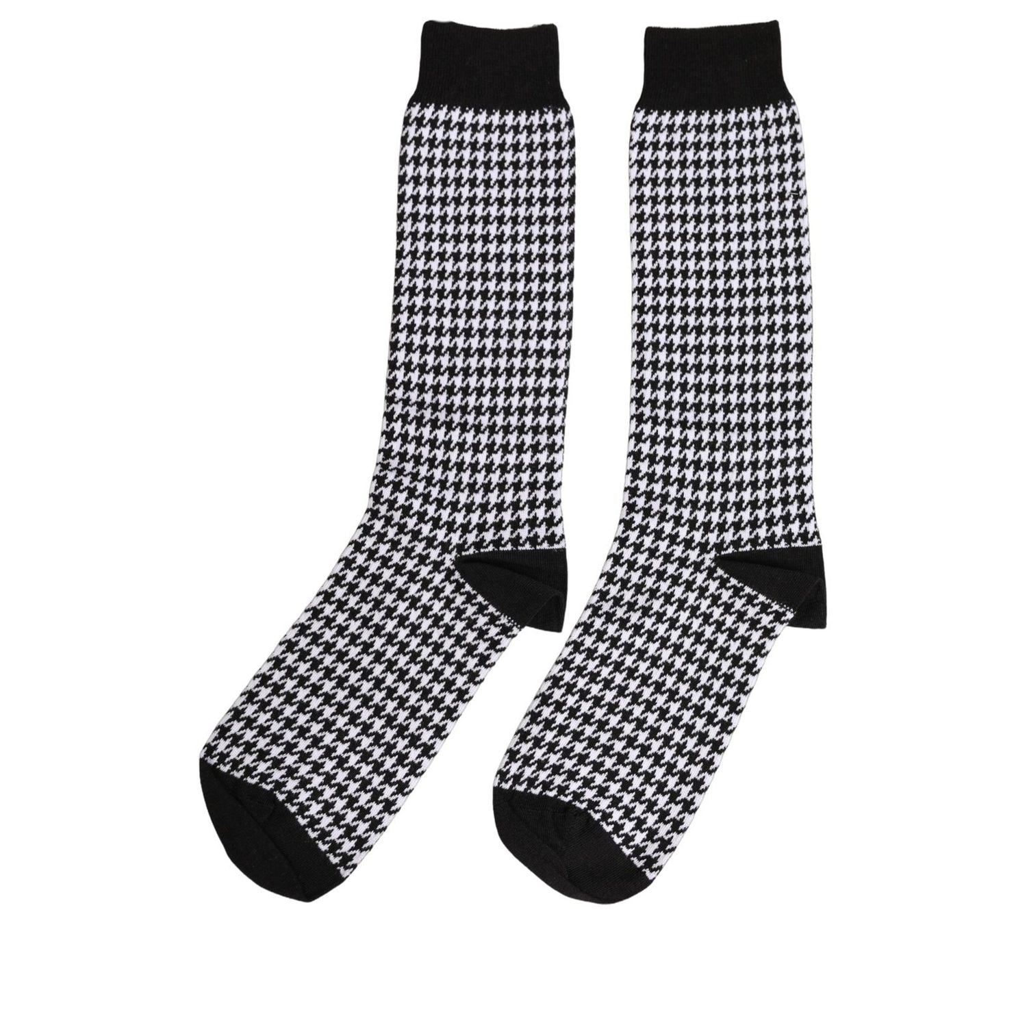 Dolce & Gabbana Black White Houndstooth Mid Calf Accessory Socks