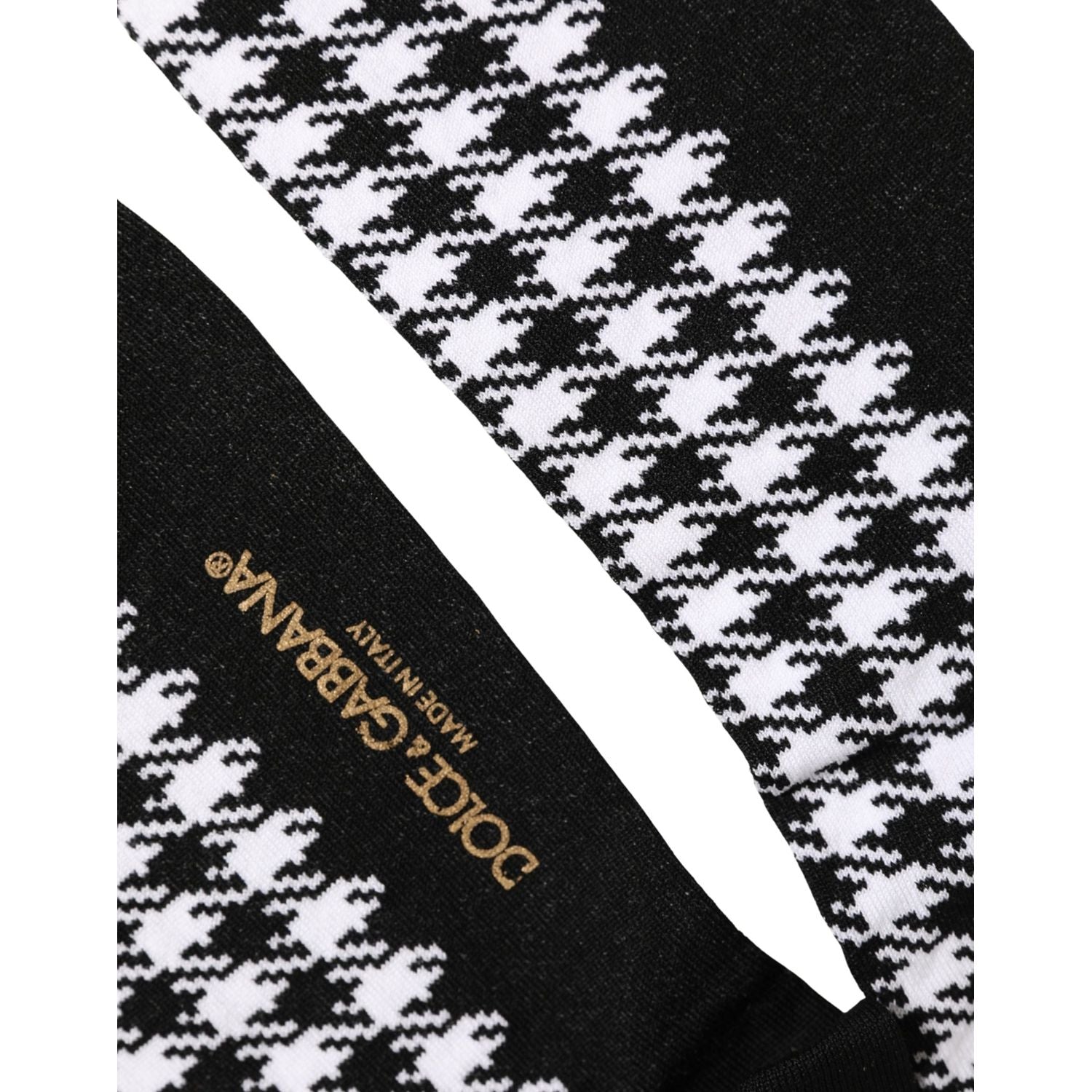 Dolce & Gabbana Black White Houndstooth Mid Calf Accessory Socks