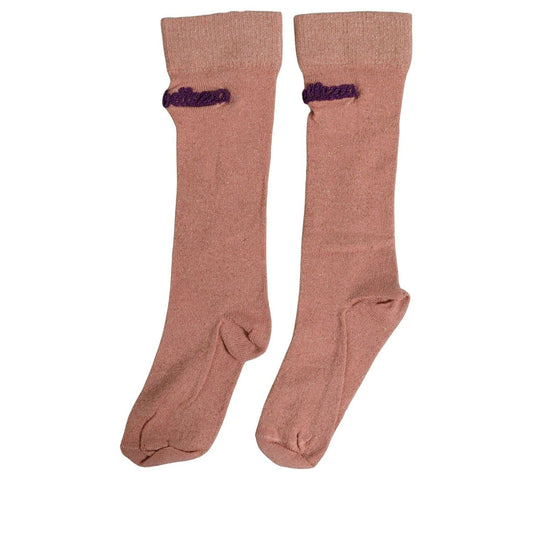 Dolce & Gabbana Dusty Pink Embroidered Mid Calf Accessory Socks