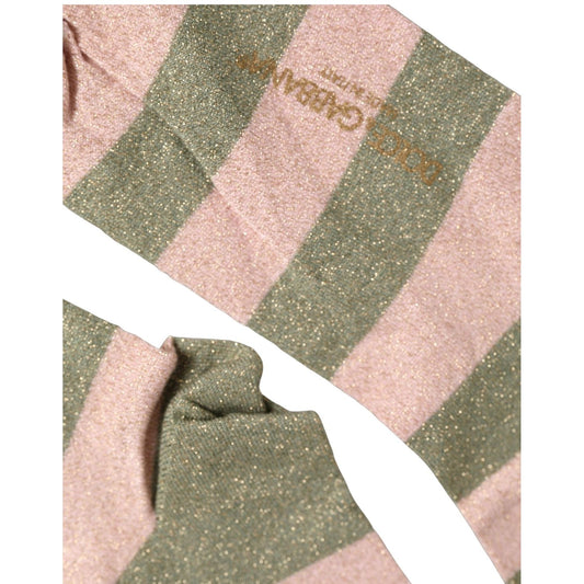 Dolce & Gabbana Gray Pink Stripes Mid Calf Accessory Socks