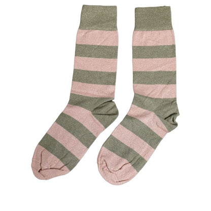 Dolce & Gabbana Gray Pink Stripes Mid Calf Accessory Socks