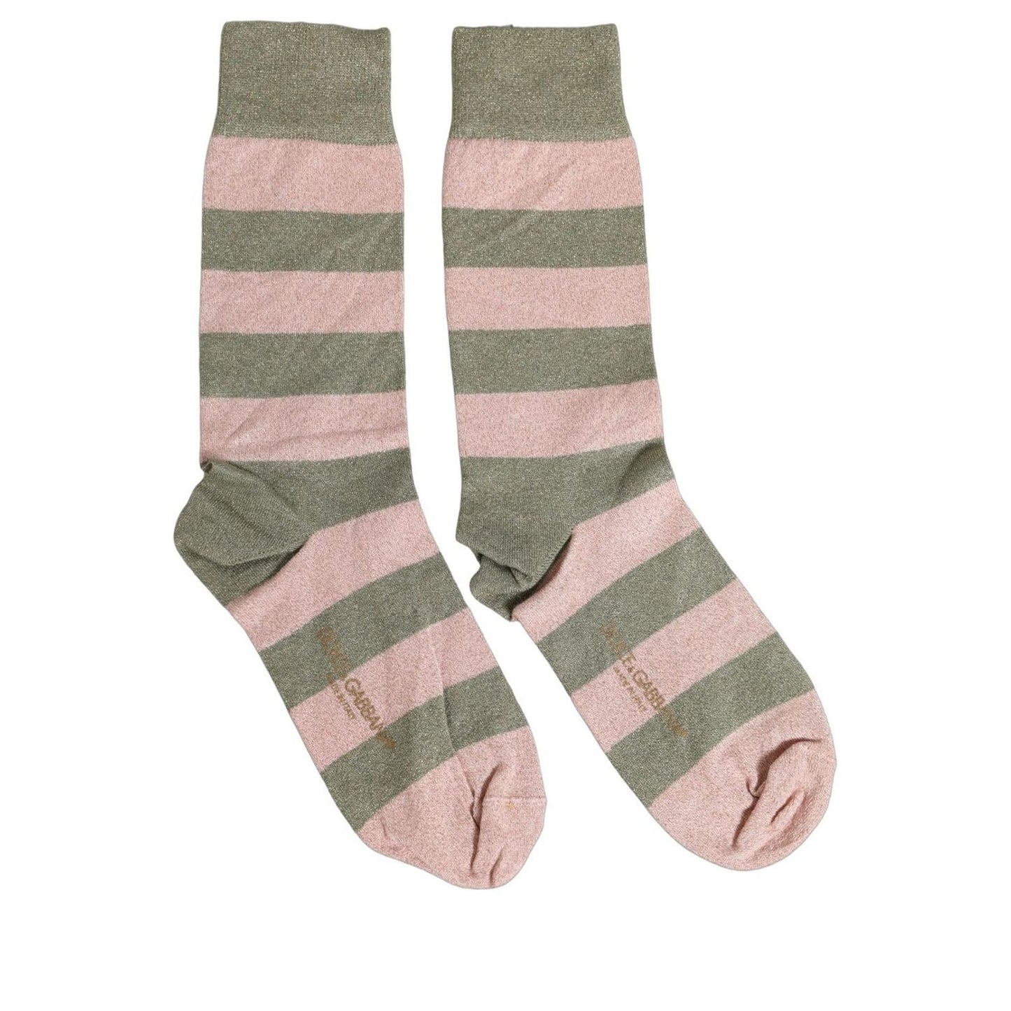 Dolce & Gabbana Gray Pink Stripes Mid Calf Accessory Socks