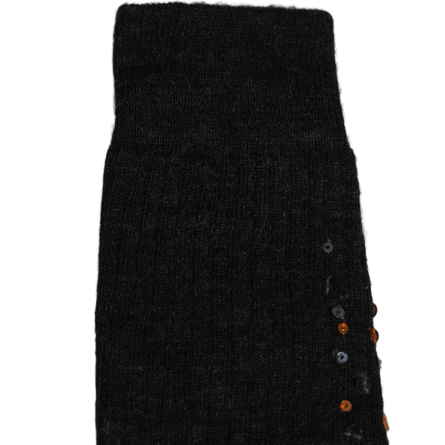 Dolce & Gabbana Dark Gray Sequined Wool Knee High Accessory Socks
