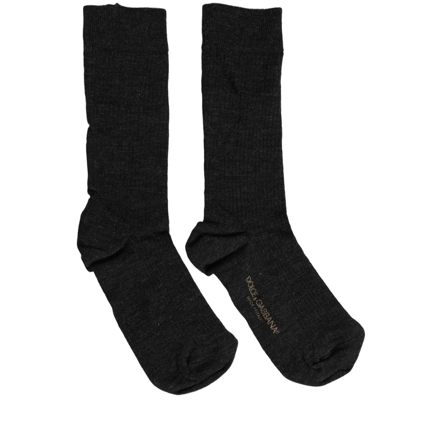 Dolce & Gabbana Black Wool DG Logo Mid Calf Accessory Socks