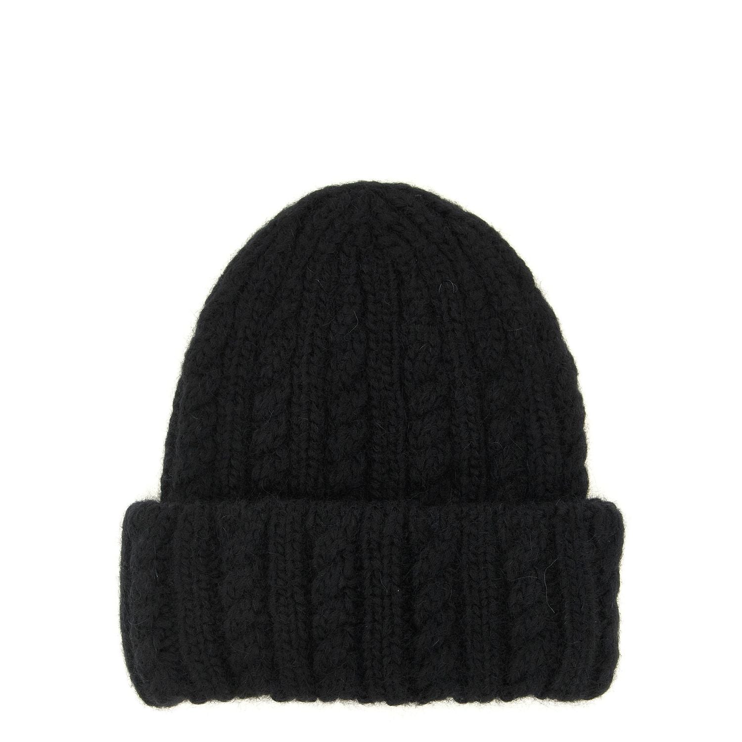 Moncler Black Alpaca Leather Beanie